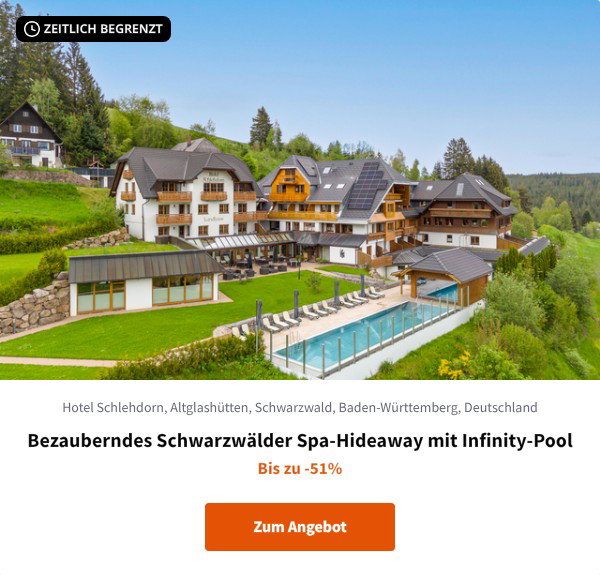 Bezauberndes Schwarzwälder Spa-Hideaway mit Infinity-Pool