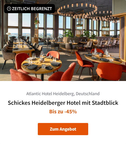 Schickes Heidelberger Hotel mit Stadtblick