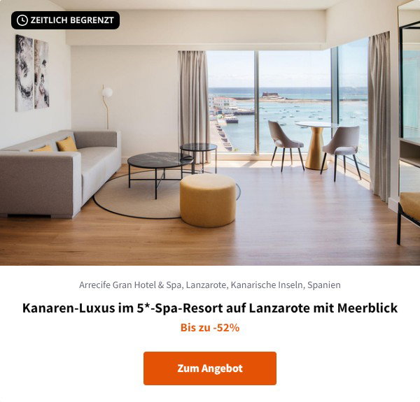 Kanaren-Luxus im 5*-Spa-Resort auf Lanzarote mit Meerblick