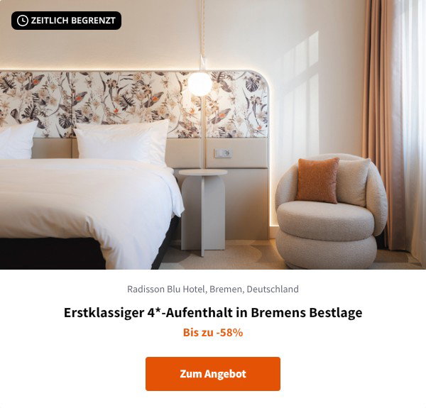 Erstklassiger 4*-Aufenthalt in Bremens Bestlage
