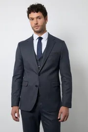 Navy End On End Slim Fit Suit Jacket