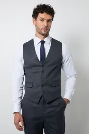 Navy End On End Slim Fit Waistcoat