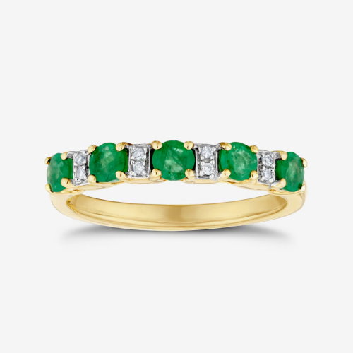 9ct Yellow Gold Emerald & Diamond Ring