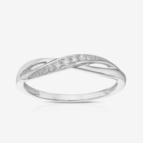 Engagement Ring 9ct White Gold Crossover Style Diamond Ring