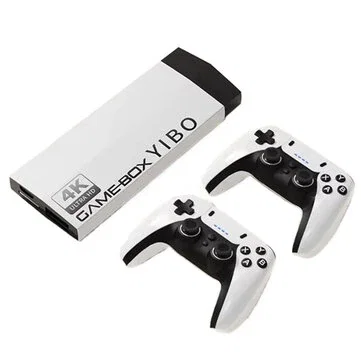 [128G] H10 TV Game Stick with Dual Wireless Gamepads 4K HD 40000 Games Support HD Output Aluminum Alloy Double Handles Retro Game Console