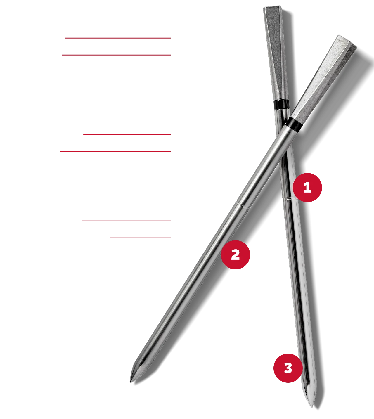 1. Insert to the safety notch 2. Target the thickest part 3. Avoid bone and fat