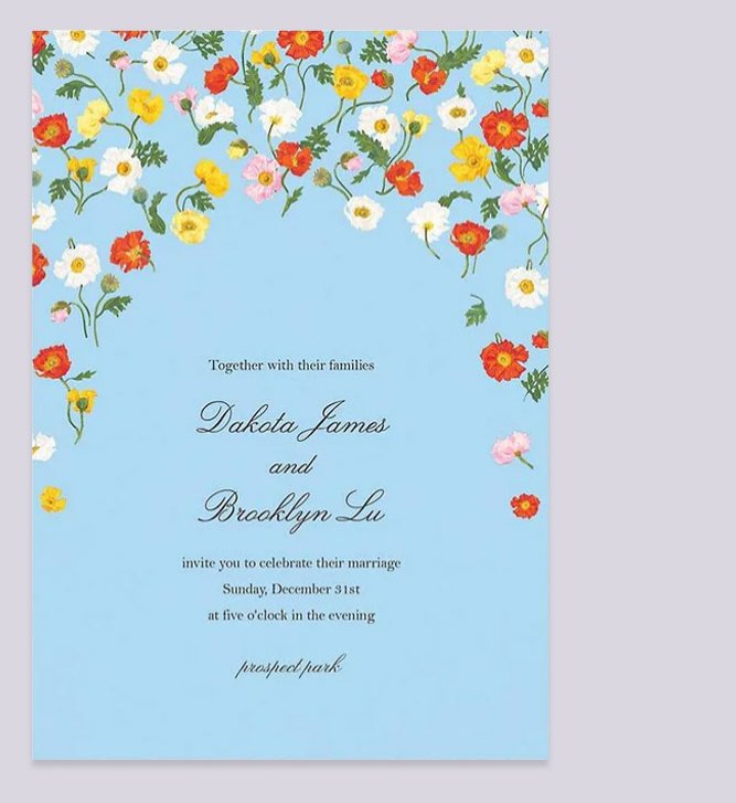 In the Cosmos Light Blue Wedding Invitation