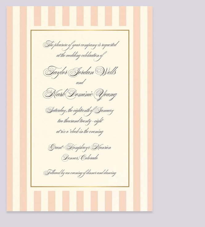 Posh Pinstripe Foil Wedding Invitation