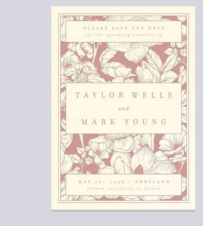 Vintage Floral Book Cover Save the Date