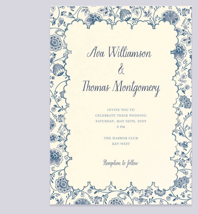 Delft Blue Wedding Invitation