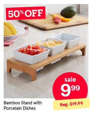 KSP Bamboo Triple Dish Stand (White/Natural)