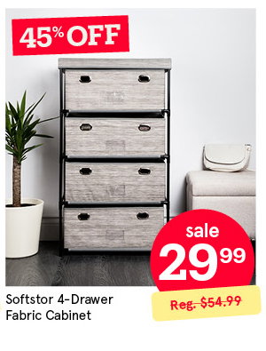KSP Softstor '4-Drawer' Fabric Cabinet Linen Look (Grey) 55x30x100 cm