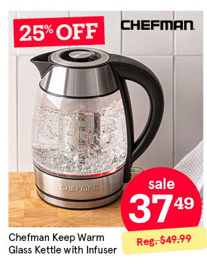 Chefman Keep Warm Glass Kettle with Infuser