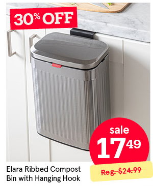 Elara Ribbed 'Fingerprint-Proof' Compost Bin with Hook 