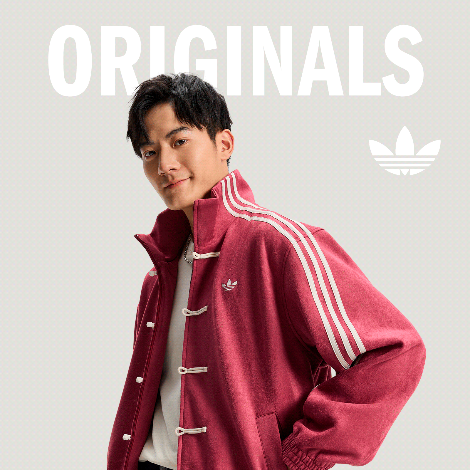 Model in red Chinese new Year Jacket 