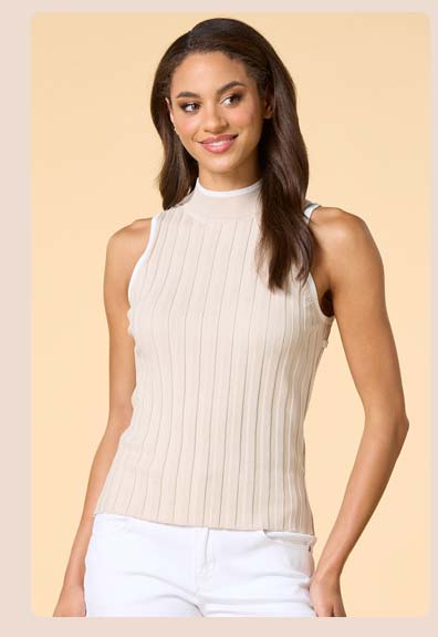Shop Beige Flag Sweater Tank