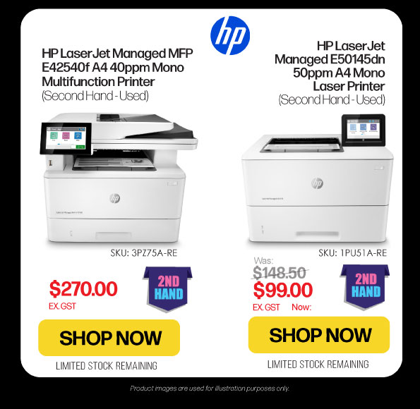 Shop 2nd Hand HP LaserJet Managed MFP E42540f & E50145dn Printers + More HP