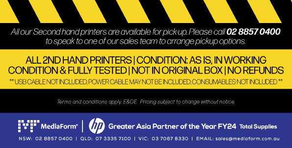 All our 2nd hand printers are available for pick up - please call 02 8857 0400 to arrange pick up options