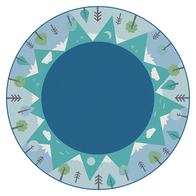 KIDSoft Tranquil Mountain Rug - Blue 6' Round