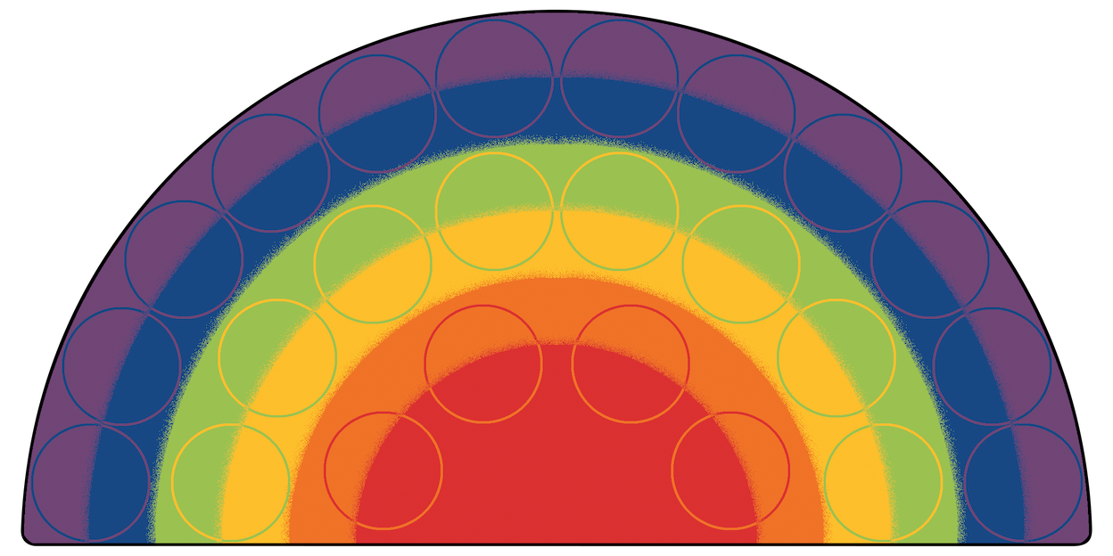 Rainbow Rows Seating 6' x 12' Semi-Circle Premium Carpet