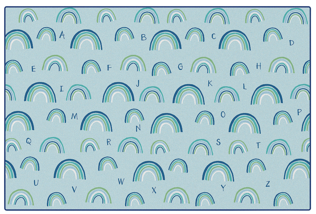 KIDSoft Rainbows Literacy Green 4'x6'