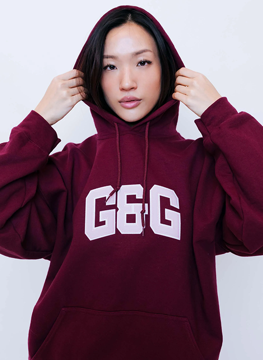 Applique Hoodie - Burgundy