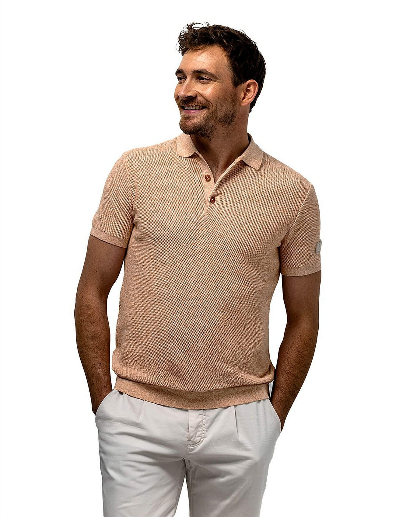 Oranje poloshirt State of Art Regular Fit korte mouw
