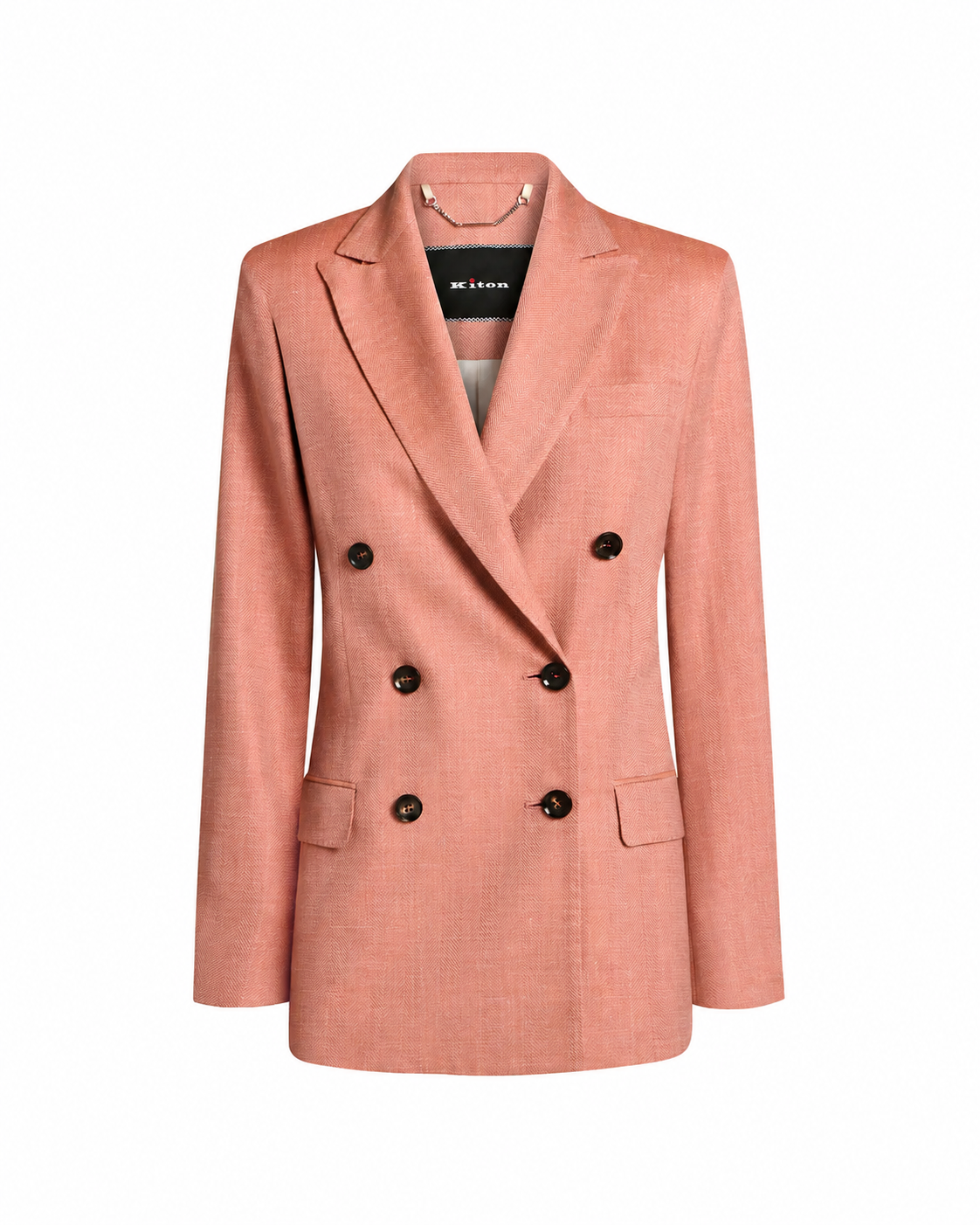 WOOL, SILK AND LINEN BLEND TAILORED DOUBLE-BREASTED JACKET ROSE