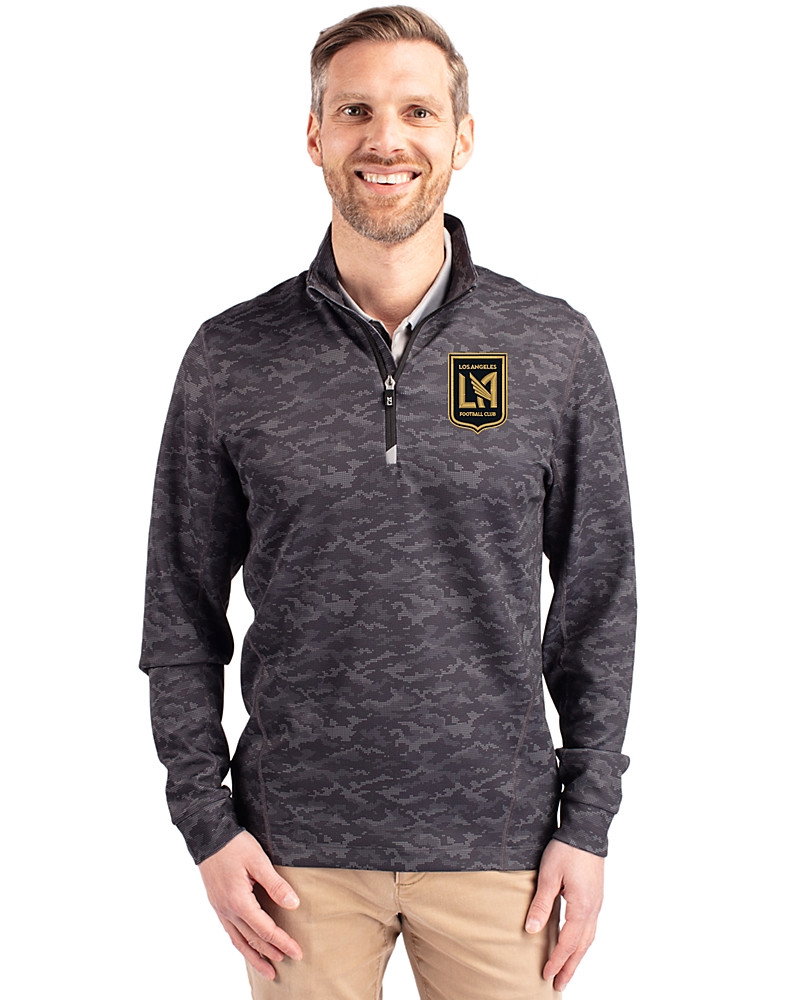 Image of LAFC Cutter & Buck Traverse Recycled Smooth Stretch Mens Camo Quarter Zip Pullover