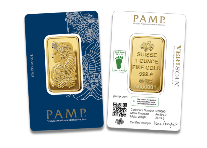 1 oz PAMP Suisse Lady Fortuna Veriscan Gold Bar (New w/ Assay)
