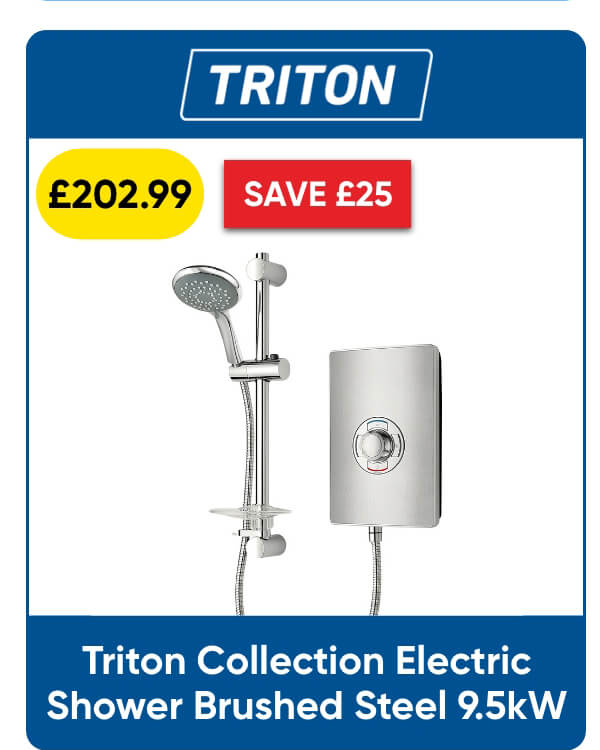 Triton Collection Electric Shower Brushed Steel 9.5kW