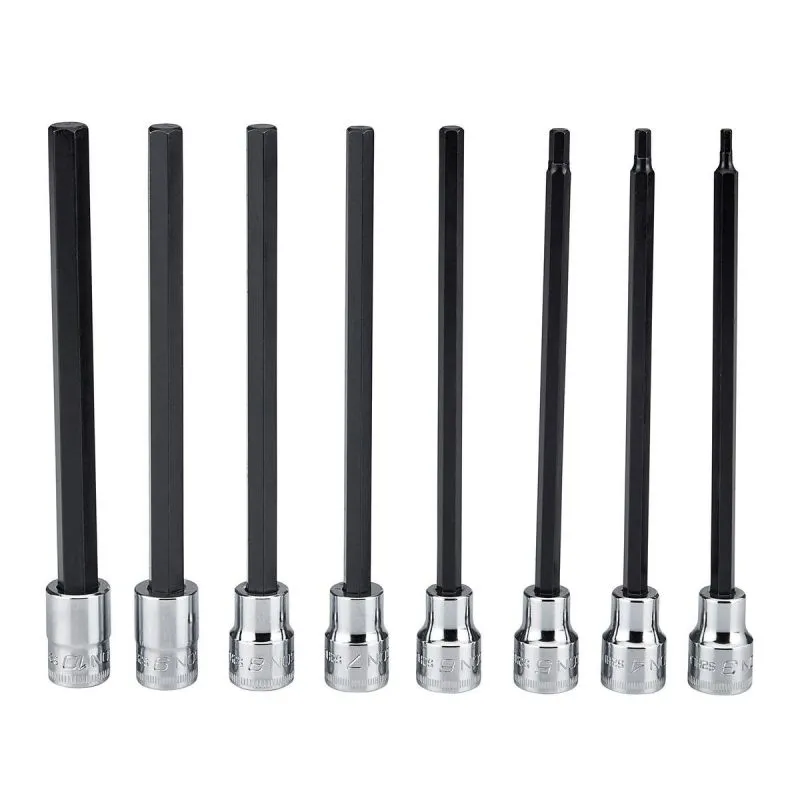 3/8 in. Drive Metric Professional Long Hex Bit Socket Set, 8-Piece