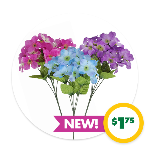 $1.75 NEW 6-Stem Artificial Hydrangea Bushes, 1-ct.