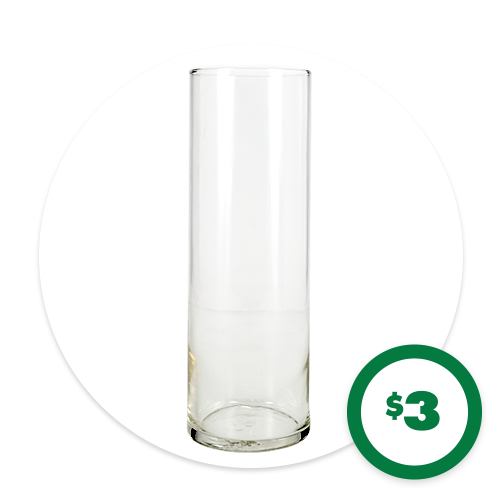 $3 10.5-in. Cylindical Glass Vases