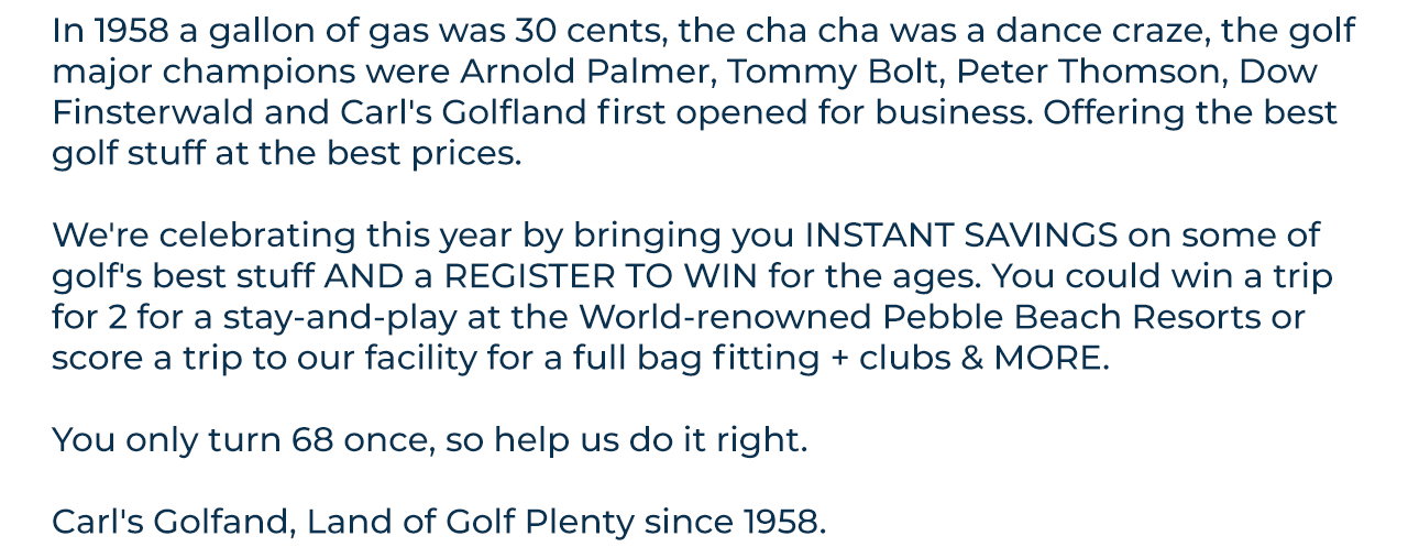 Our 68th Anniversary Sale IS LIVE | In 1958
