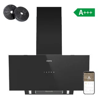 Ciarra Campana Extractora Inclinada 90 cm A+++ Campana de Cocina Cristal Negro Inteligente WiFi CBCB9763A