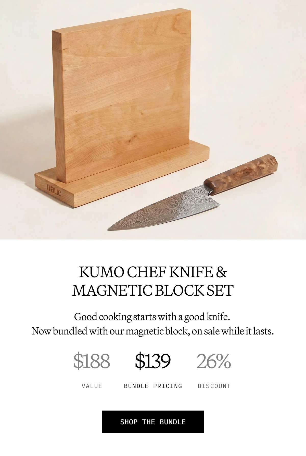Kumo Chef Knife & Magnetic Block Set