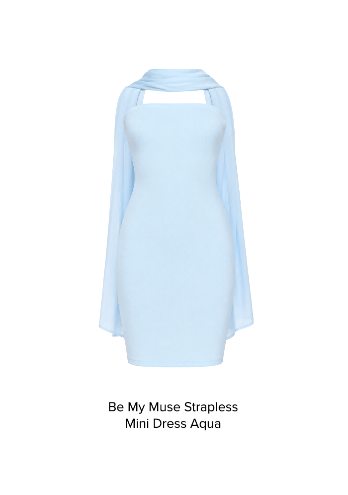 Be My Muse Strapless Mini Dress Aqua