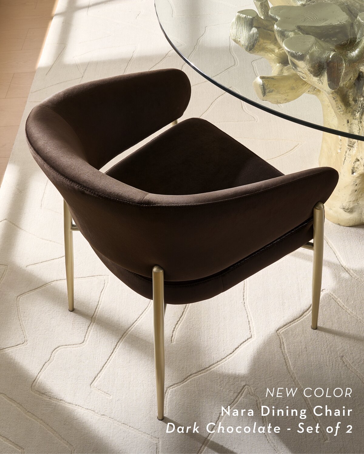 Nara Dark Chocolate Velvet Dining Chair Set Of 2