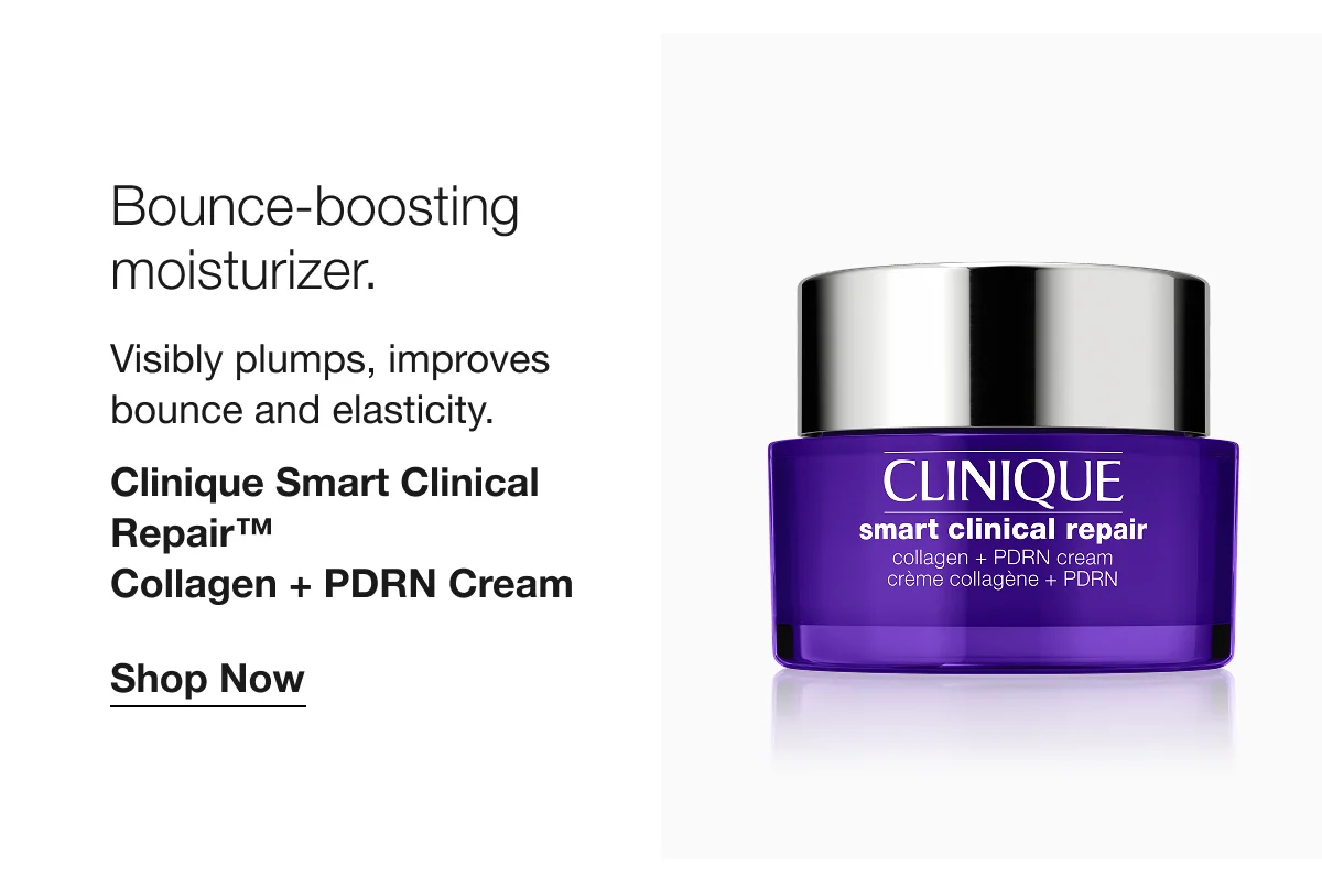 Bounce-boosting moisturizer. | Visibly plumps, improves bounce and elasticity. | Clinique Smart Clinical Repair™ Collagen + PDRN Cream | Shop Now