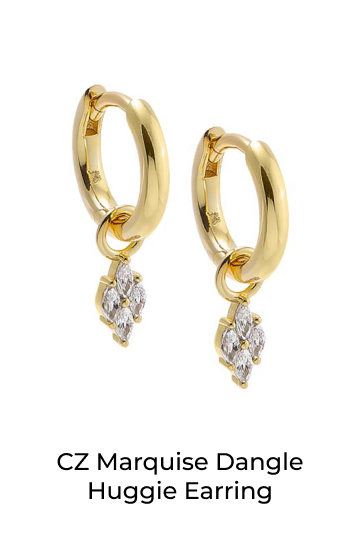 CZ Marquise Dangle Huggie Earring