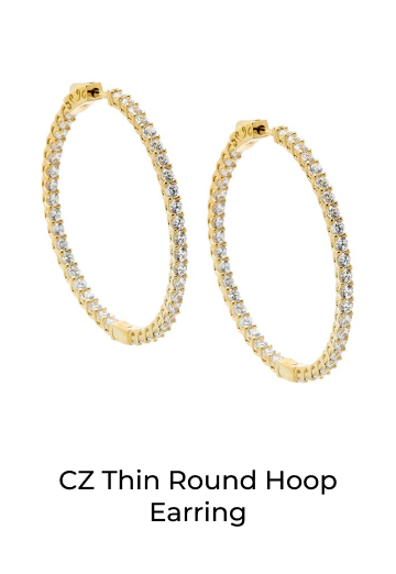 CZ Thin Round Hoop Earring
