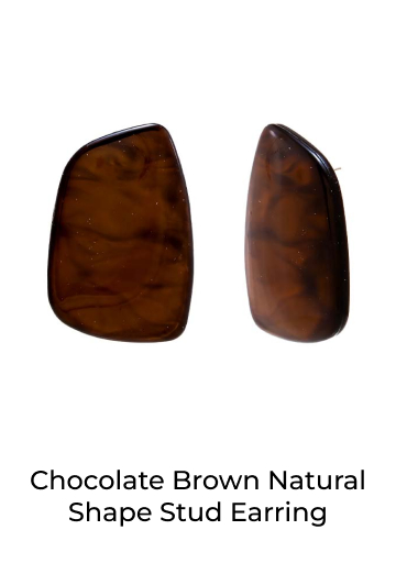 Chocolate Brown Natural Shape Stud Earring