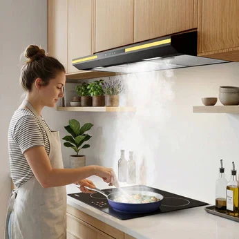 Ciarra Hotte Encastrable Hotte Aspirante Sous Meuble 90cm, 3 Vitesses, Commande Tactile, Mode Extraction ou Recyclage, CBCB90921-OW
