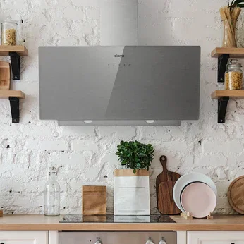 Ciarra Hotte de 90cm en Verre Argenté Brossé Avec Commande Tactile Wifi A+++ CBCS9736H-S