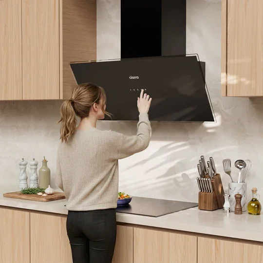 Ciarra Hotte Aspirante Inclinée 90cm – 698 m³/h, A+++, Wi-Fi & App, 4 vitesses, Mode recyclage ou évacuation | CBCB9763A