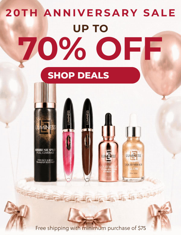 20th ANNIVERSARY SALE: UP TO 70% OFF + FREE SHIPPING!