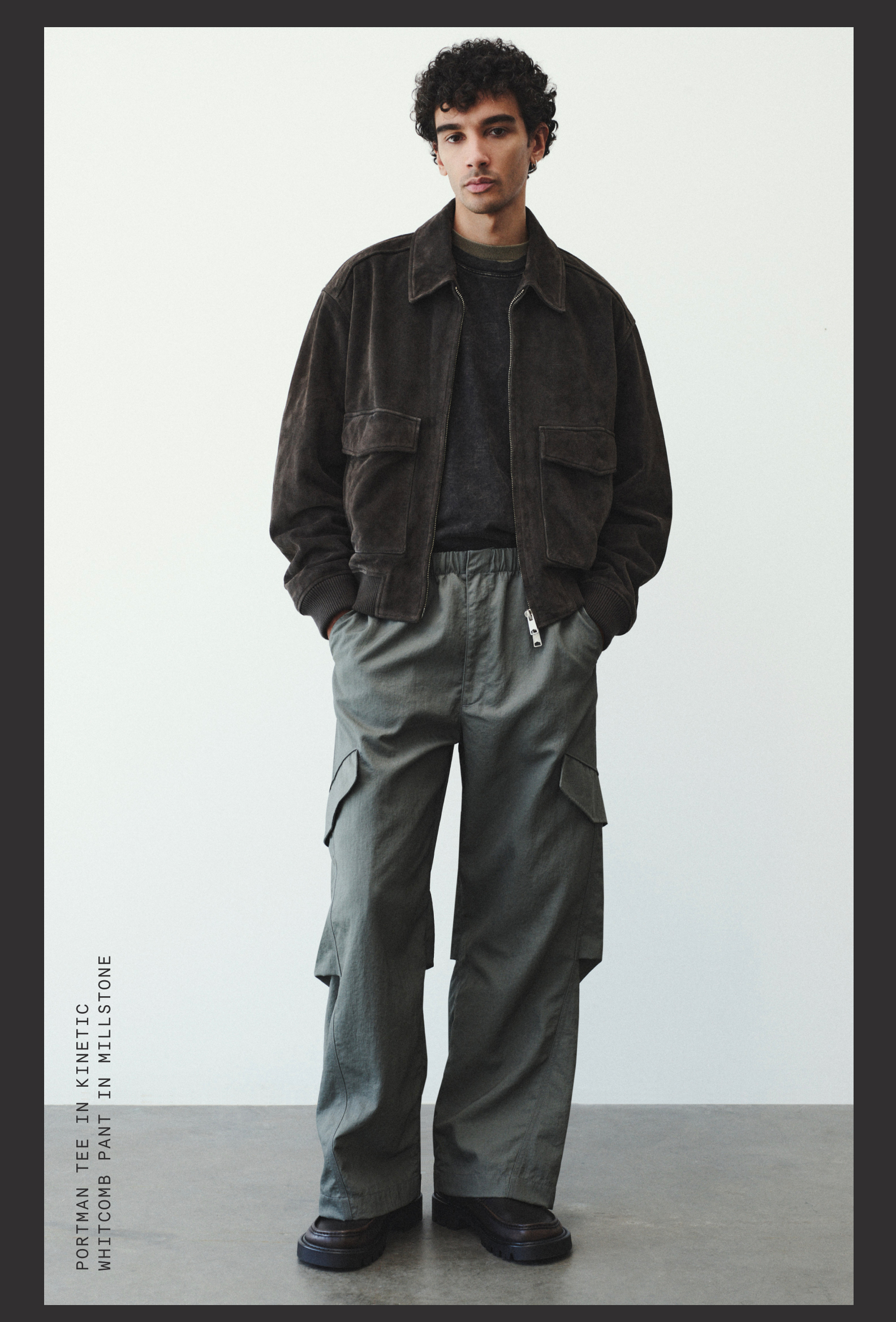 Portman Tee in Kinetic / Whitcomb Pant in Millstone