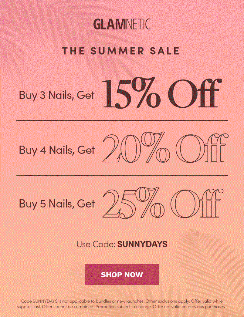 Up to 25% Off The Summer Sale with code SUNNYDAYS. Shop Now