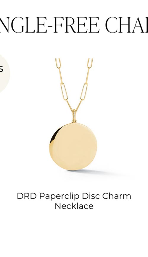 DRD Paperclip Disc Charm Necklace